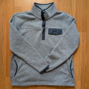 Eddie Bauer Women's Blue Zip-Up Sweater with Black Accents